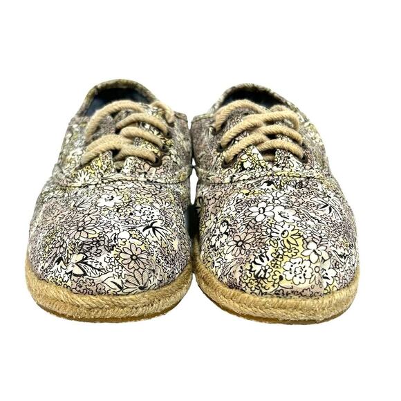 Toms Floral Canvas Espadrille Flat Lace Ups Comfort Shoe Cottage Boho size 7.5 - Picture 3 of 5